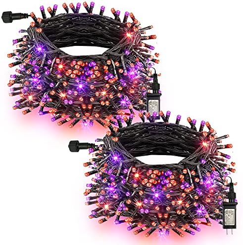TW SHINE Halloween Lights, 400 LED 132FT Outdoor Halloween Lights Plug in with 8 Modes, Waterproof Light Outdoor, Indoor Decorations for Party Yard Haunted House Decor, Orange and Purple