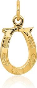 IceCarats 10K Yellow Gold Medium Horseshoe Pendant Necklace, 20mm 3/4 inch | Polished, Solid