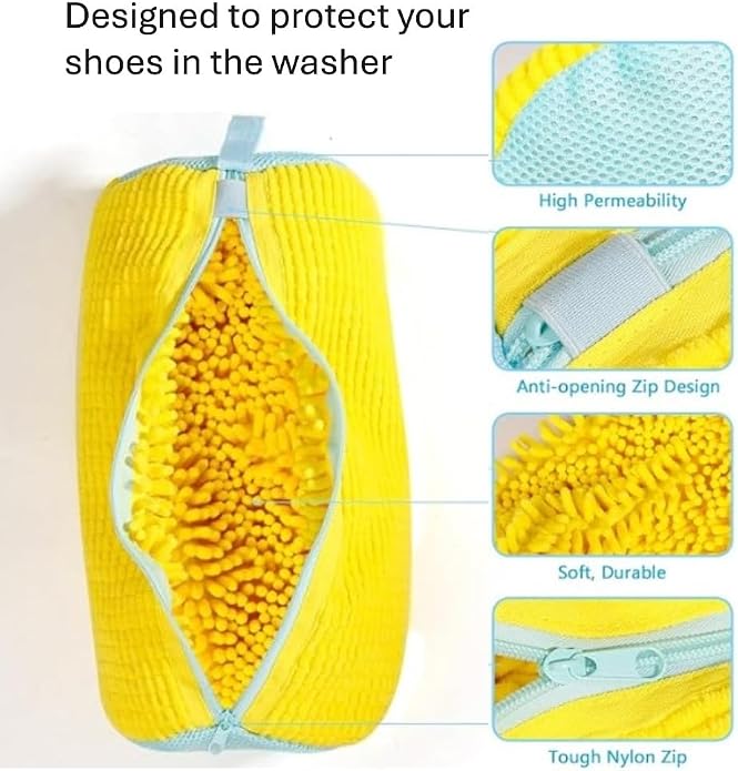 Shoe Laundry Cleaning Bag for Sneakers Tennis Shoes, 1pc Shoe Washing Machine bag, 2 Pairs of Adjustable Shoe Trees, 1 Cleaning Shoe Brush, 1 Bag for Drying Shoes, bolsa de zapatos para lavadora