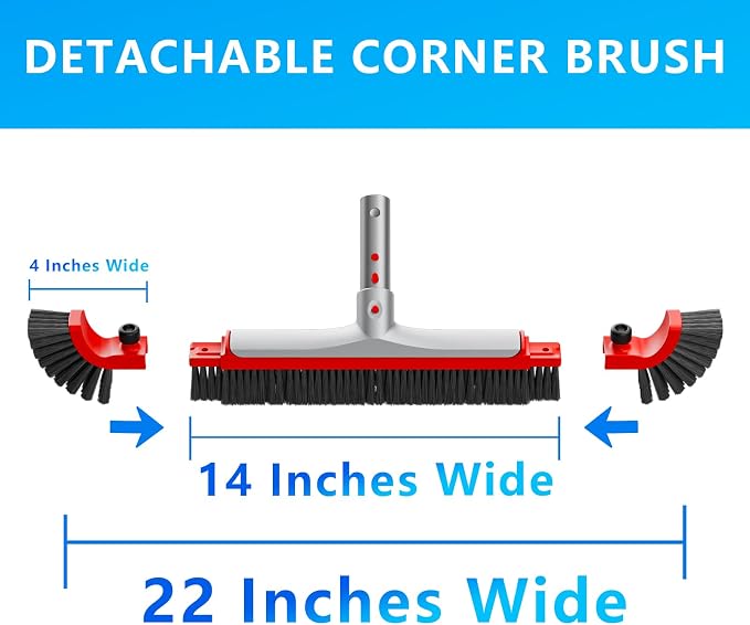 Pool Brush Head for Cleaning Walls,Heavy Duty Inground/Above Ground Aluminum Swimming Pool Scrub Brushes with Curved Ends