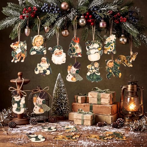 Huwena 36 Pcs Vintage Christmas Tree Ornaments, Classic, Pine Green