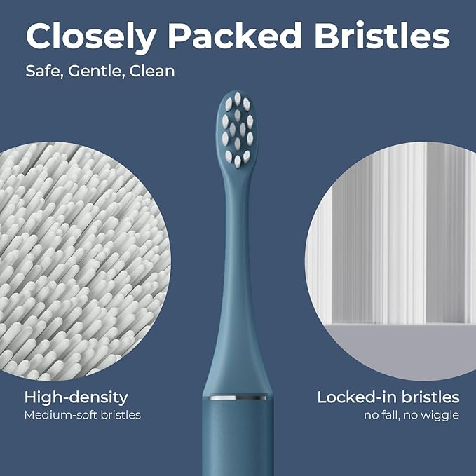 Oday Recyclable Plant-Based Electric Toothbrush Heads, Long-Lasting Replacement Brush Heads, Compatible Only with Sonic Electric Toothbrush Blue - Pack of 3