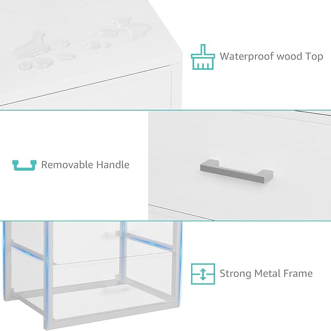 BOLUO Closet Drawers White 3 Drawer Dresser for Closet Organizers and Storage Bedroom Dorm Modern