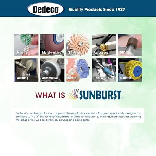 Dedeco Sunburst Radial Bristle Discs 48-Pack - 3/4" Curved - Light Green 14000 Grit (Ultra-Fine, 1 Micron) - Aluminum Oxide for Polishing & Finishing