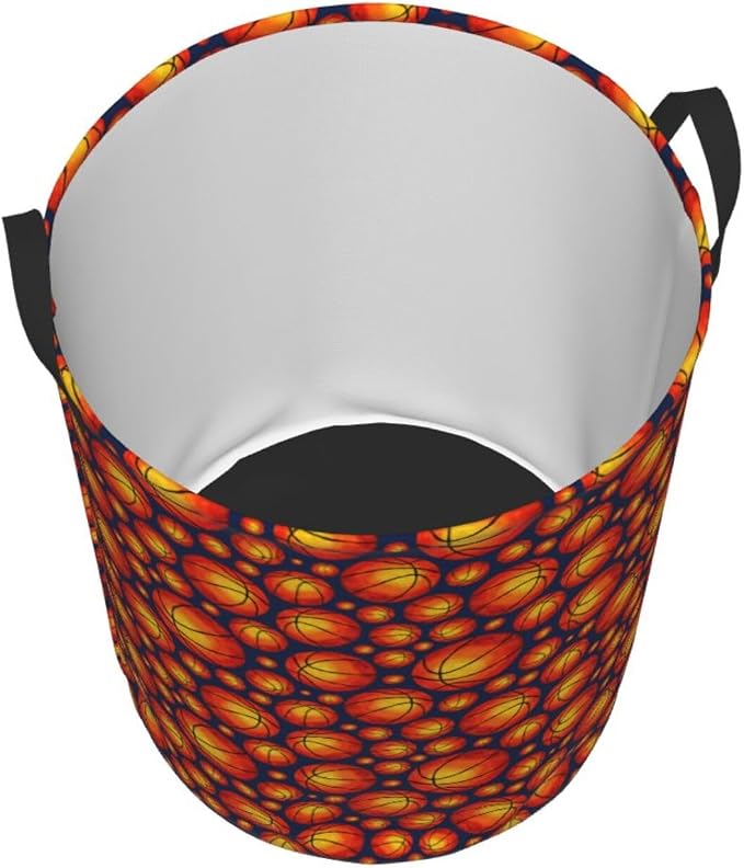Retro Basketball Laundry Hamper Laundry Basket Circular Hamper Dirty Clothes Storage with Handles
