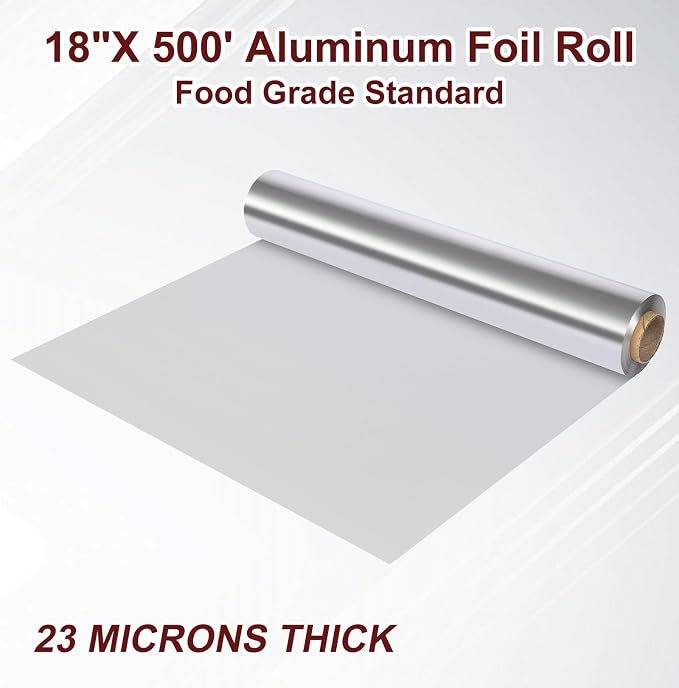 Heavy Duty Aluminum Foil Roll for Food 18 Inches 500 FT Heavy Duty Food Safe Foil Wrap