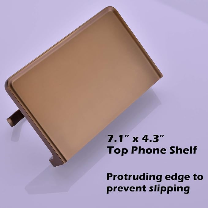 TRUSTMI Toilet Paper Holder with Phone Shelf, Bronze Bathroom Accessories Tissue Roll Dispenser Storage Wall Mounted, Brushed Rose Gold