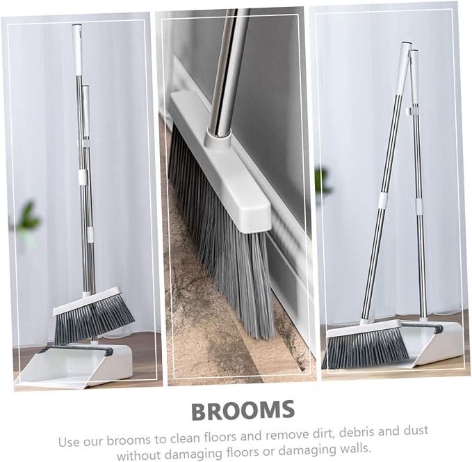Ipetboom 1set Broom Dustpan Set Long Handle Broom Dustpan Floor Cleaning Tool Hair Cleaning Home Device