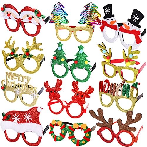 Max Fun 12Pcs Christmas Glasses Accessories Party Favors for Kids