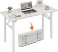 XBurmo Folding Desk Foldable Table, No Assembly 43.3" Foldable Desk Space-Saving Workstation for Small Space, Computer Table, Flat Storage for Home Office, Bedroom, Dorm, Study Room, White Ash