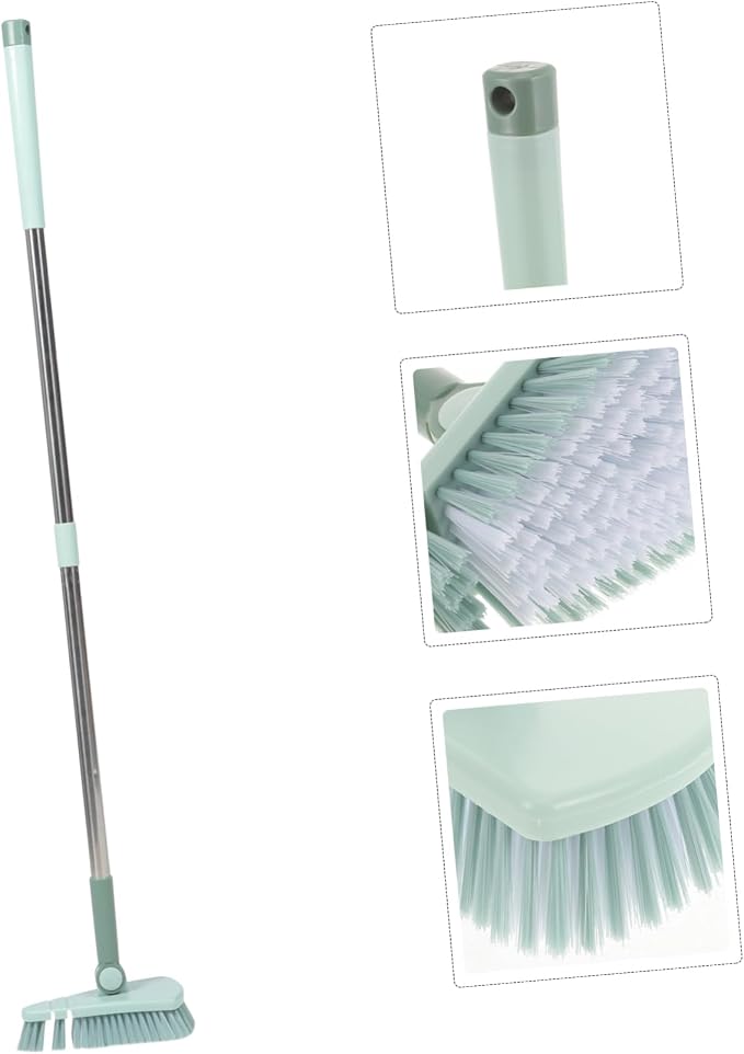 HANABASS 2pcs Floor Scrub Brush Handle Hard Bristle Cleaning Tool for Swimming Pools Bathrooms and Kitchens Rotating Head for Hard Reach Areas