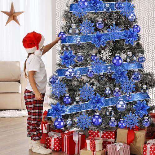 Jenaai Dark Blue 74 Pcs Christmas Ball Ornaments Tree Decorations