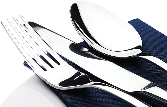 Silverware Set for 6, 30 Piece Heavy Duty Stainless Steel Flatware Utensils Cutlery Set Including Steak Knife Fork and Spoon, Dishwasher Safe, Gift Package for Wedding Housewarming