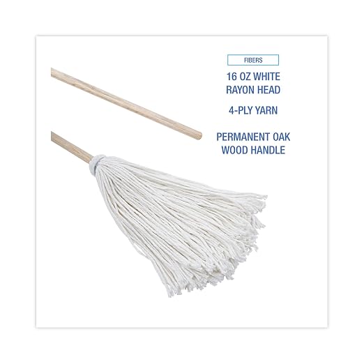 Boardwalk BWK116R Deck Mop, 48" Wooden Handle, 16oz Rayon Fiber Head (Pack of 6)