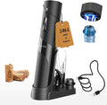CIRCLE JOY Rechargeable Wine Opener Electric Wine Bottle Opener, 7-in-1 Wine Gift Set with Electric Vacuum Pump, Charging Station, Foil Cutter, Wine Aerator Pourer and 2 Wine Stoppers, Black