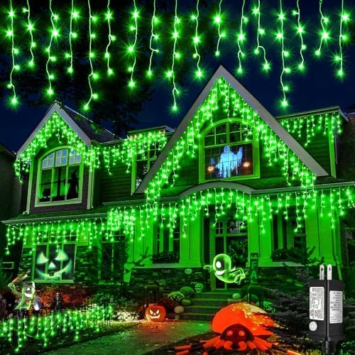 Icicle Lights for Outside 66FT 640 LED Green Christmas Lights Outdoor