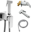 SHAMANDA Warm Water Bidet Sprayer for Toilet with Hot and Cold Brass Rough-in Valve, Stainless Steel Handheld Bidet Attachment Set for Feminine, Pets and Baby Diaper Wash, Chrome Polished, BDS08-1