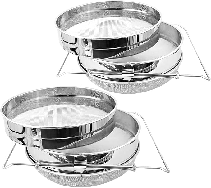 2Set Stainless Steel Honey Strainer, Double Sieve Honey Filter, Honey Extractor Equipment for 5 Gallon Bucket Honey,Beekeeping Equipment Tools