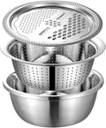 Multifunctional Stainless Steel Basin Vegetable Cutter – Fruit Slicer, Potato Peeler & Carrot Grater, Kitchen Accessory Set(1 SET)