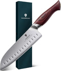 7 Inch Chef Santoku Knife, High Carbon 10Cr15Mov Stainless Steel | Japanese Ultra Sharp Professional Kitchen Cooking Knife with Ergonomic Pakkawood Handle