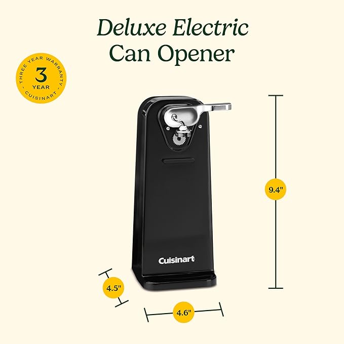 Cuisinart Electric Can Opener, One-Touch Operation, Nonslip Base, Black | Ideal electric can opener for seniors with magnetic lid holder, one-touch design, nonslip base & detachable lever, CCO-50BKN