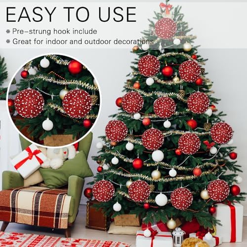 Lyrow 24 Pcs 4" Christmas Ball, Red