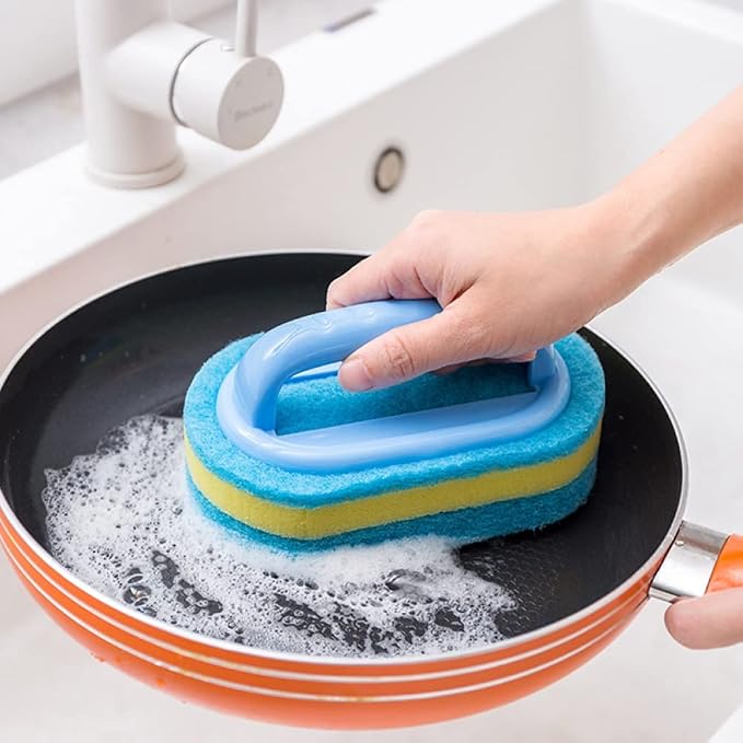 Handle Sponge Brush Kitchen Bathroom Cleaning Plastic
