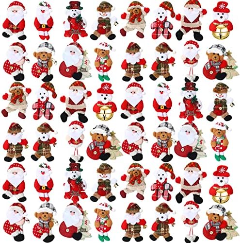 Jerify 48 Pcs Christmas Tree Plush Ornaments Xmas Hanging Decorations, Cute