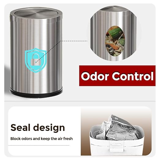 Brushed Nickel Bathroom Trash Can,Stainless Steel Garbage Can with Fild Lid,Small Trash Can for Bedroom,Hotel,Office,Laundry(Sliver)
