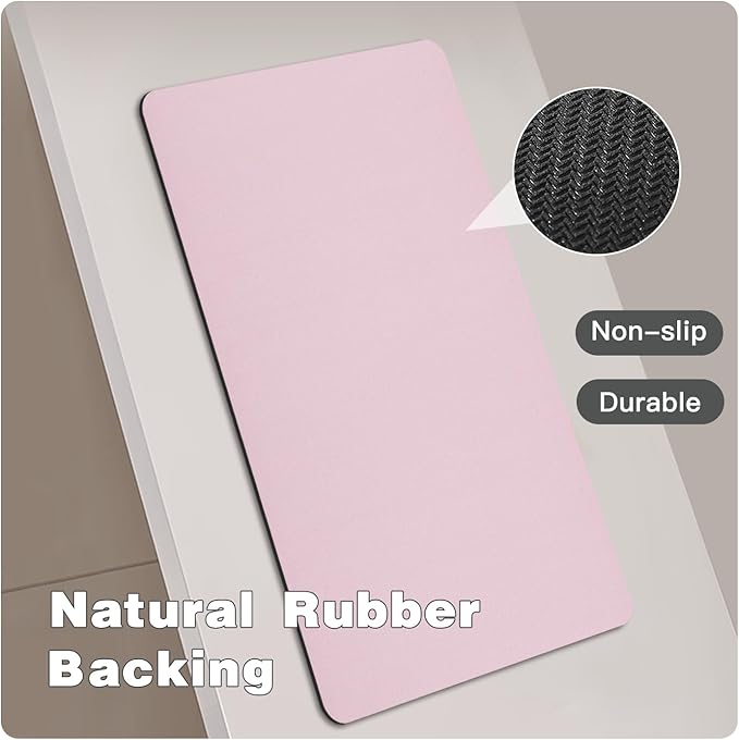 TYUU Toilet Rug, Thin Toilet Rugs U Shaped Washable Non Slip Absorbent Quick Dry Low Pile Toilet Mat, 20"x24" U Shape Pink