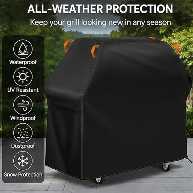 Grill Cover for Cuisinart Woodcreek 4-in-1 Pellet Grill, Gas Grill Protector Charcoal Smoker Canopy Outdoor Cooking Stove Guard Gridiron Wrap Tools Accessories,B