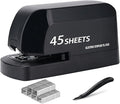 Electric Stapler for Desk, 45 Sheet Capacity Automatic Stapler Desktop, Office Staplers Electric, AC Operated Staplers Heavy Duty Office Use with 1,000 Staples & Staple Remover, Black