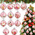 Outus 24 Pcs Christmas Tree Ornaments Ball Vintage Pink Christmas Decorations for Tree Vintage Style Santa Claus Snowman Hanging Ornaments Farmhouse Home Fireplace Decoration Holiday Party Favors