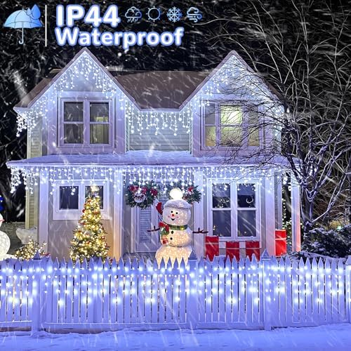 White Christmas Lights Outdoor, 33ft 400 LED Icicle Lights for Outside