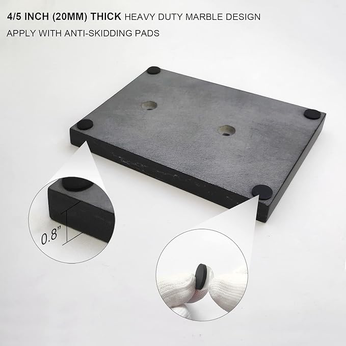 Gzila Free Standing Toilet Paper Holder Stand with Reserve, Heavy Weighted Marble Design Base SUS304 Stainless Steel… (Black)