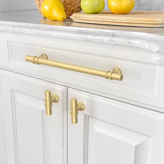 Asidrama 10 Pack 7 Inch(177mm) Brushed Gold Kitchen Cabinet Handles, Cabinet Pulls Kitchen Cabinet Hardware Cupboard Handles Drawer Pulls