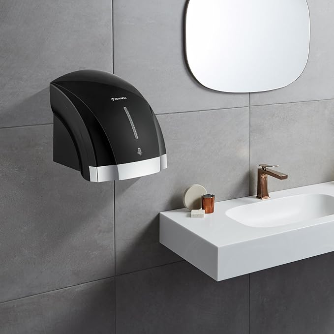 Black Hand Dryers for Bathrooms Commercial - modunful Electric Hand Dryer Touchless, Extra Quiet Low Noise(40db), Wall Mounted Type(1600W)