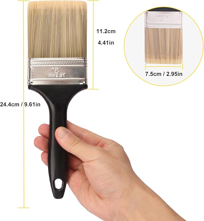 25 Pack 3 Inch Paint Brushes - A Professional Range of Wall Paint Brushes, Deck Paint Brush, and Chip Brushes - Perfect DIY Painting Tools for Your Home or Business KUKLIPJIM