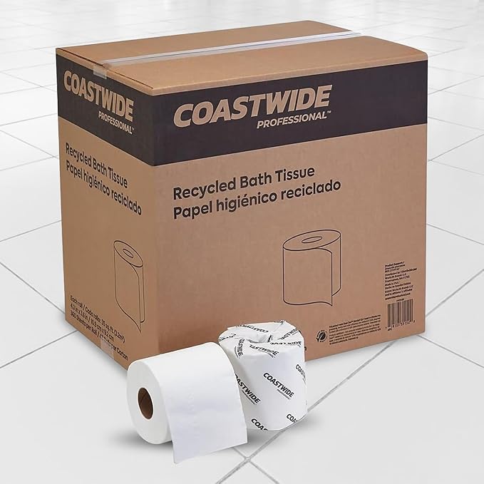 Coastwide Professional Recycled Toilet Paper, 2-ply, White, 360 Sheets/Roll, 48 Rolls/Case