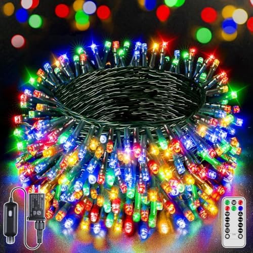 BrightChristmas 500 LED 164 FT Christmas Lights, Waterproof Outdoor String Lights with Remote and Timer, Christmas Tree Lights with 8 Modes Dimmable, Fairy Lights for Holiday Decor (Multicolor)