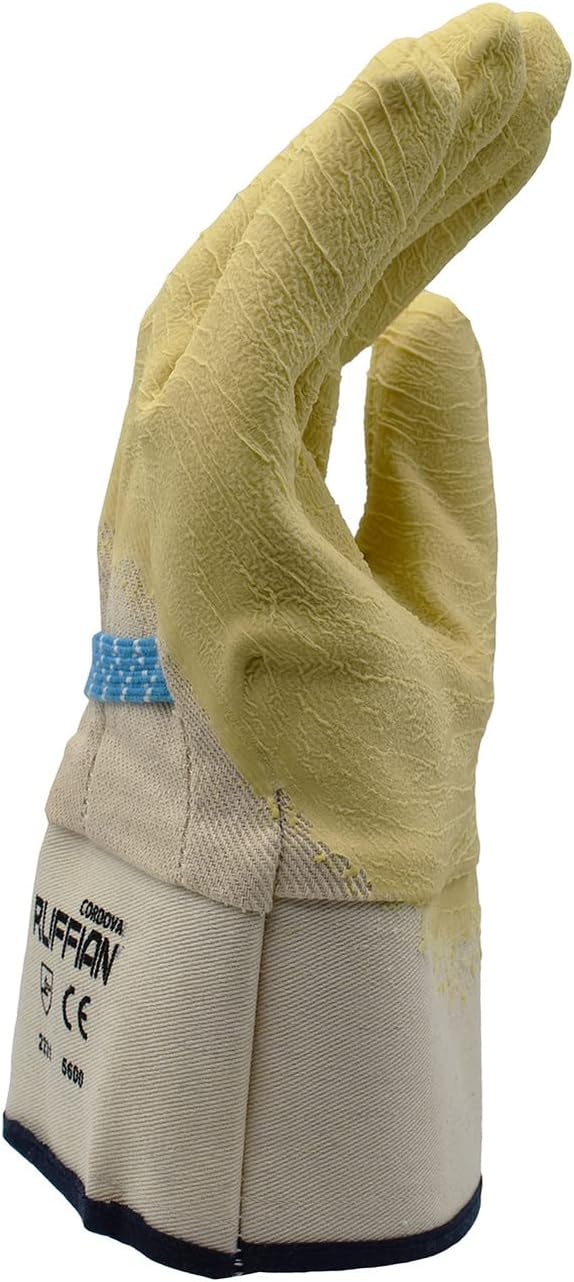 Cordova 5600 Ruffian Premium Rubber Dipped Gloves, Canvas Lined, Crinkle Finish, Safety Cuff, Large, 12-Pack Bulk Work Gloves
