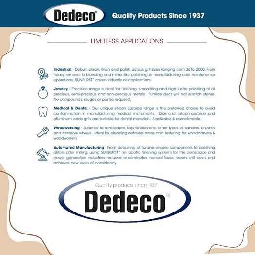 Dedeco Sunburst Radial Bristle Discs 48-Pack - 5/8" Curved - Peach 2500 Grit (Extra-Fine, 6 Micron) - Aluminum Oxide for Polishing & Finishing