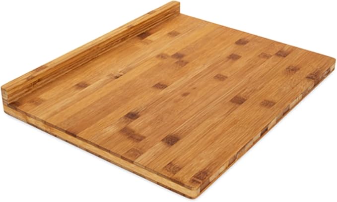 Camco Bamboo Cutting Board with Counter Edge | Perfect for Vegetables, Fruits, Meats, and Cheeses | Measures 18-inches x 14-inches x 1-3/4-inches (43545), Brown