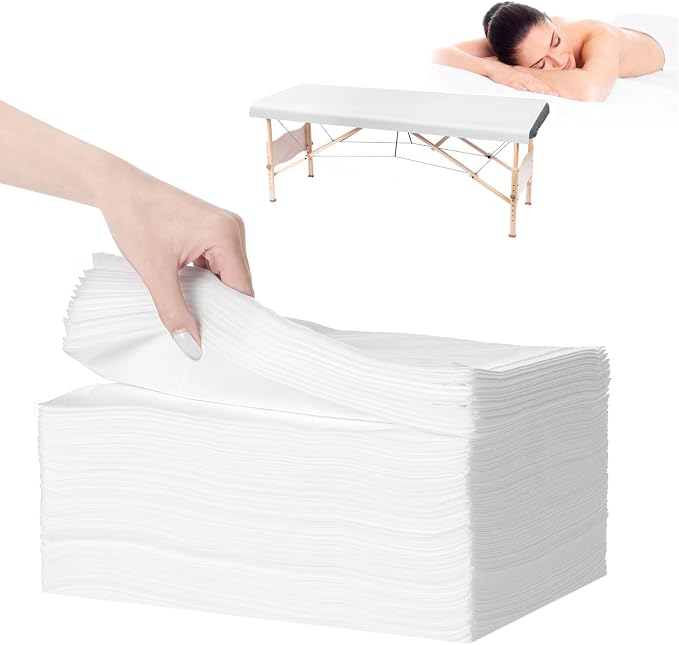 50 PCS Disposable Massage Table Sheets, 71 x 31.5 in Non-Woven Single Use Hygiene Bed Covers for Spa, Beauty Salon, Tattoo Table, Hotel, Skincare Chair