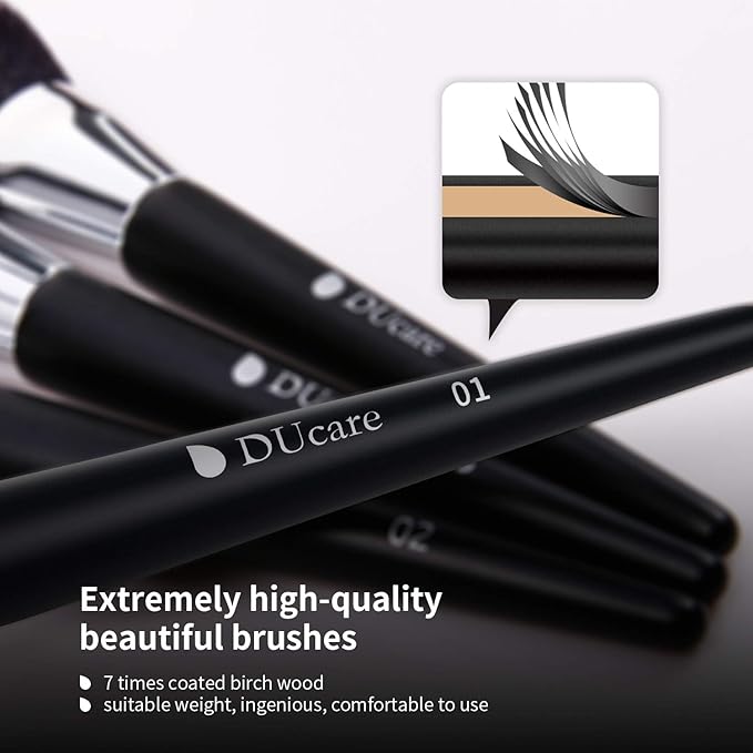 DUcare 32Pcs PRO Grade Makeup Brushes Set Premium Ultra-soft Synthetic Foundation Contour Powder Blush Concealer Eyeshadow Classic Black Professional Make up Brushes