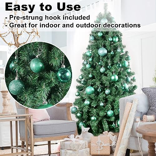 Teal 2.5" Christmas Balls Christmas Tree Decoration Ornaments Shatterproof Hanging Balls for Birthday Halloween Holiday Wedding Decorations Set of 18pcs
