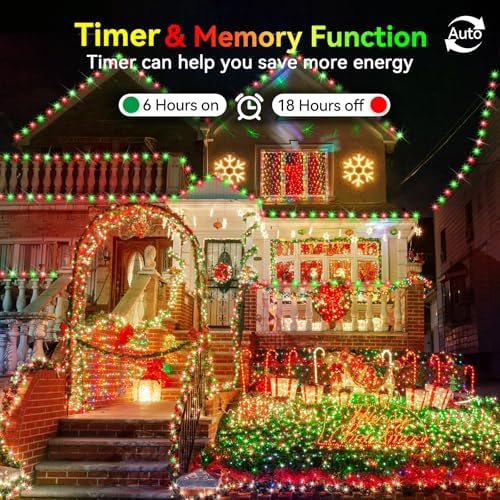 Hezbjiti 1000 LED 403 FT Christmas Lights Outdoor String Lights 8 Modes with Timer Memory Waterproof Fairy Lights Plug in for Classroom Bedroom Patio Wedding Party Holiday Xmas Decorations(Red+Green)