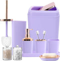 XLHOMO Bathroom Set, 9PC Bathroom Accessory Set, Purple Bathroom Accessories, Purple Bathroom Set, Trash Can, Soap Dispenser for Home Decor