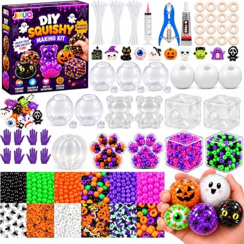 Halloween DIY Stress Ball Making Kit, Squishy Craft Set with Fillers