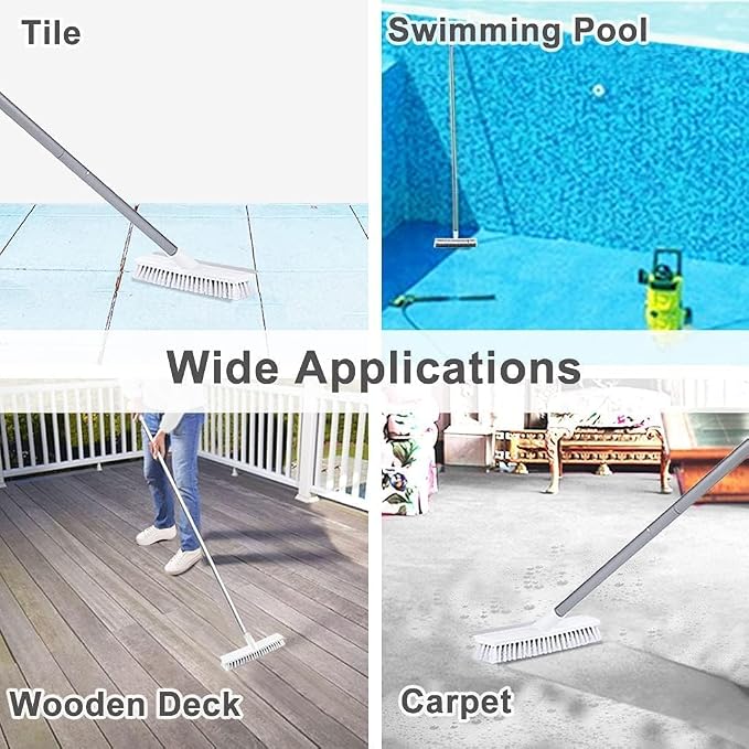 Bathroom Cleaning Brush with Wiper,Tiles Cleaning Brush Bathroom Brush with Long Handle Tile Cleaner Brush Bathroom Floor Cleaning Brush Floor Cleaner Brush Floor Scrub Brush (White Brush)